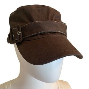 San Diego Hat Company Brown Flat Top Strap and Buckle Detail Large Brim Cotton